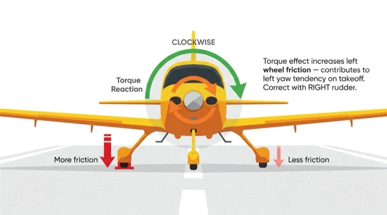 Torque reaction presses left wheel down harder
