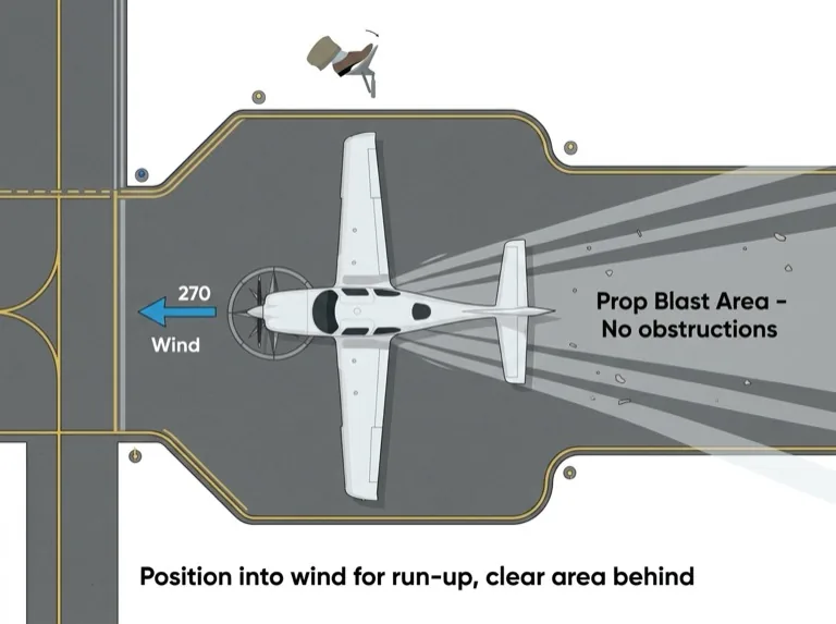 Positioning aircraft for engine run-up/power check