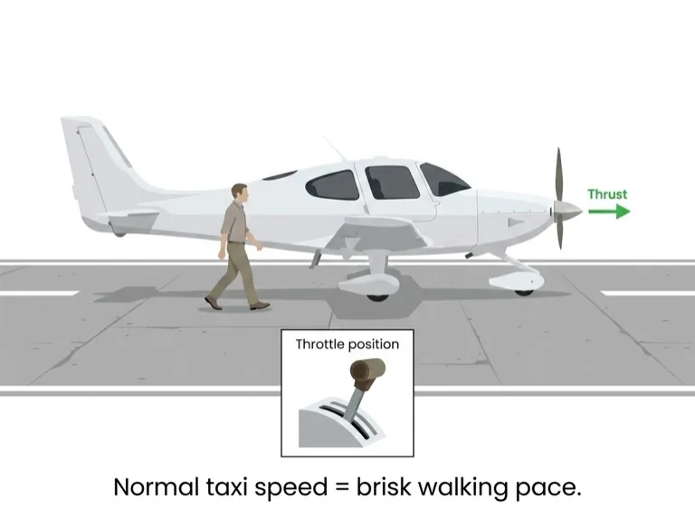 Controlling taxi speed with throttle and brakes