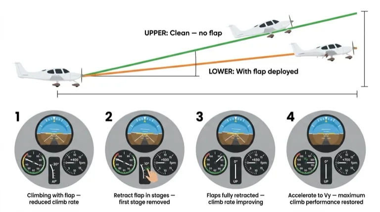 Flap reduces climb performance