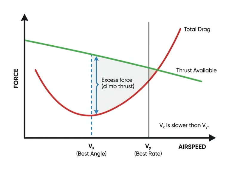 Vx at maximum excess thrust