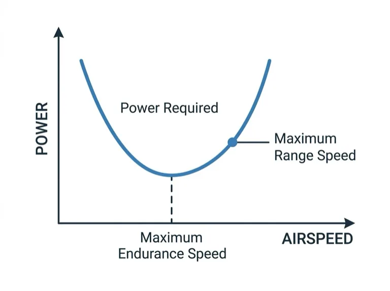 Maximum endurance at minimum power required speed