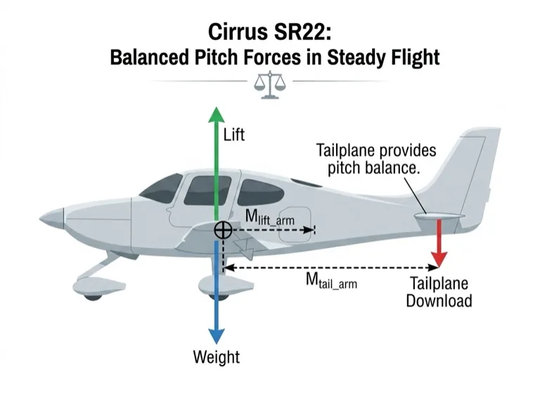 Tailplane balances the residual pitch-down moment