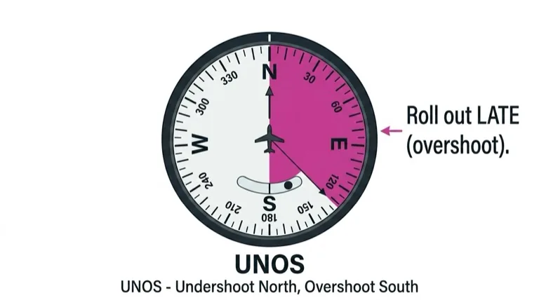 UNOS -- overshoot southerly headings on the compass