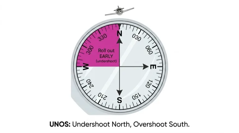 UNOS -- undershoot northerly headings on the compass