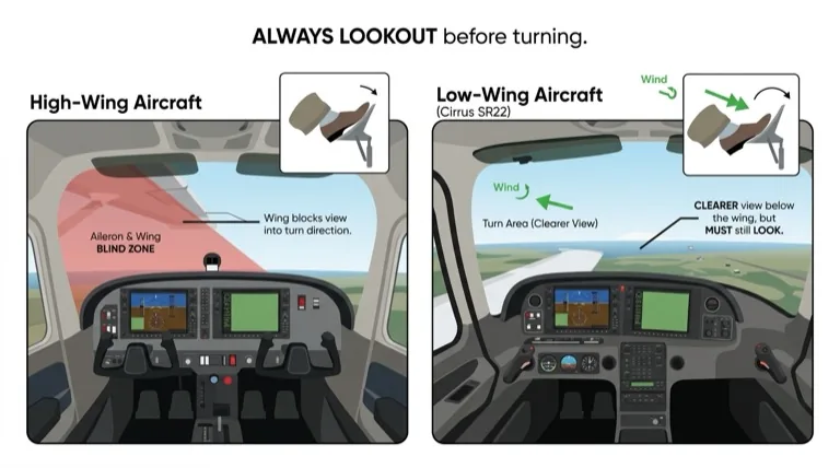 Pre-turn lookout critical in high-wing aircraft