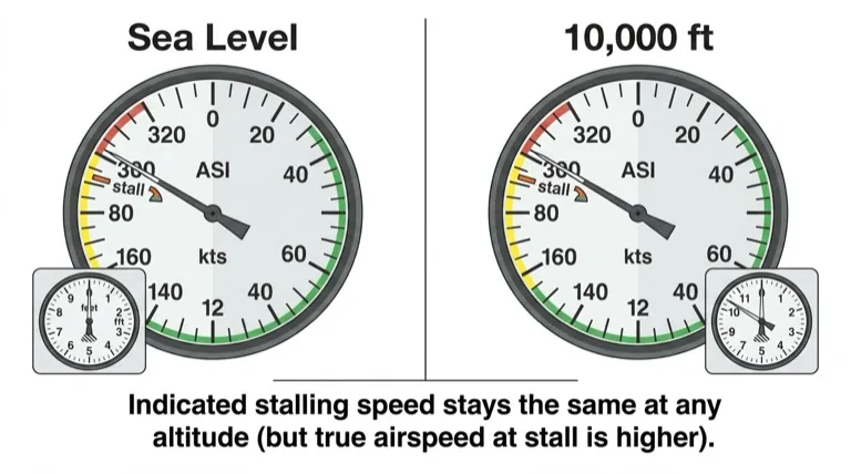Indicated stall speed constant regardless of altitude