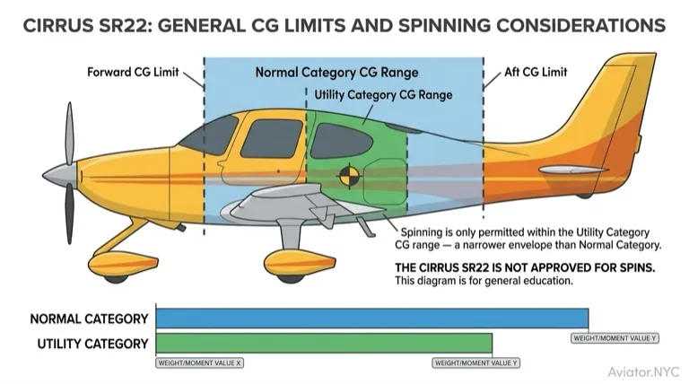 Narrow CG range (Utility Category) required for spinning